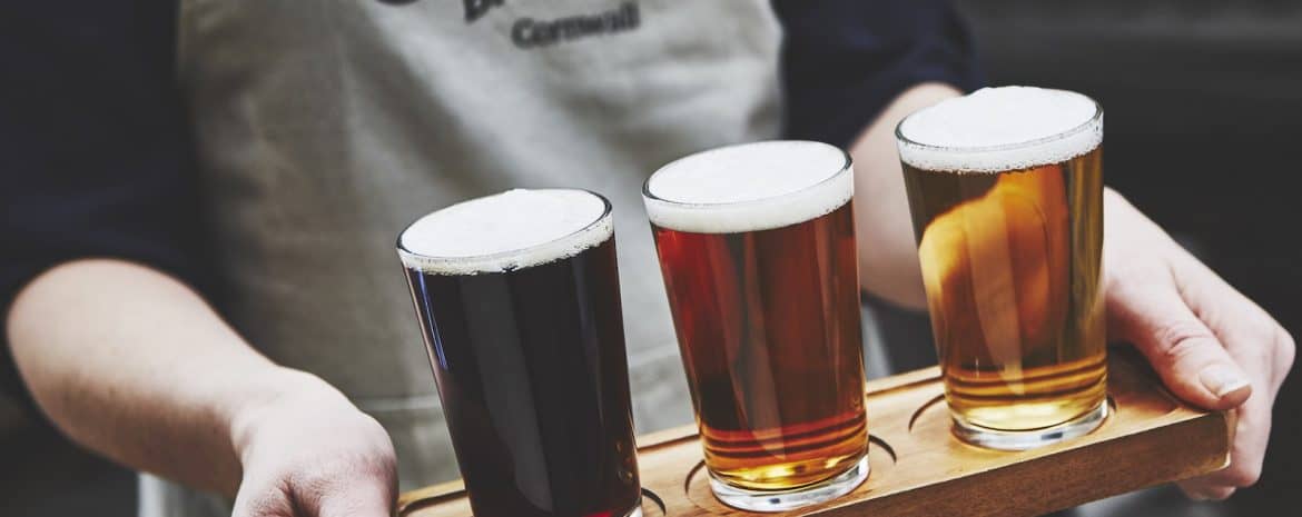 Beer-flight-Skinners-Brewery-cornwall